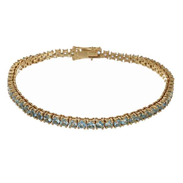 Armband, 9K, Gelbgold, Topas blau