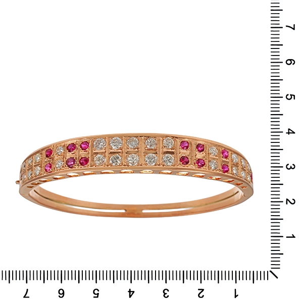 Armreif, 14K, Rotgold, Diamant, Rubin