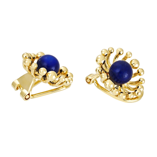 Ohrclipse, 14K, Gelbgold, Lapis