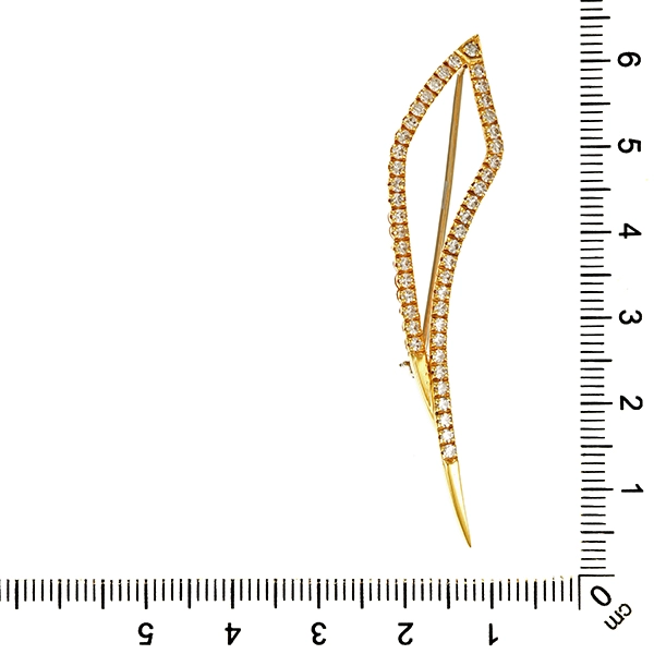 Brosche, 18K, Gelbgold, Diamanten