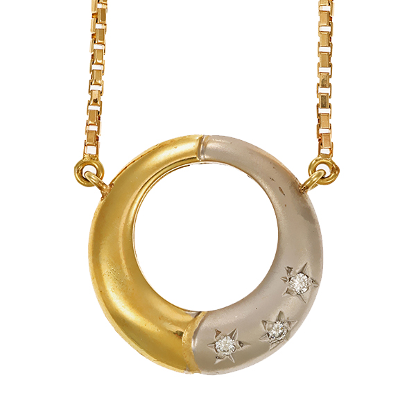 Collier, 14K, Gelb-/Weißgold, Brillant