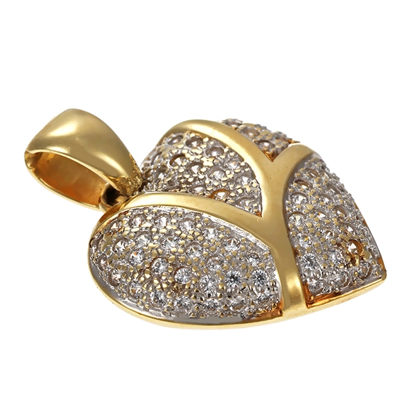 Anhänger, 14K, Gelbgold, Zirkonia, Herz