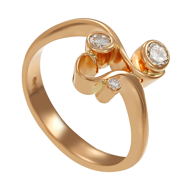 Diamantring, 14K, Gelbgold, Brillanten 0,32 ct
