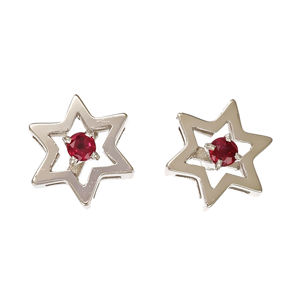 Ohrstecker, 14K, Weißgold, Rubine