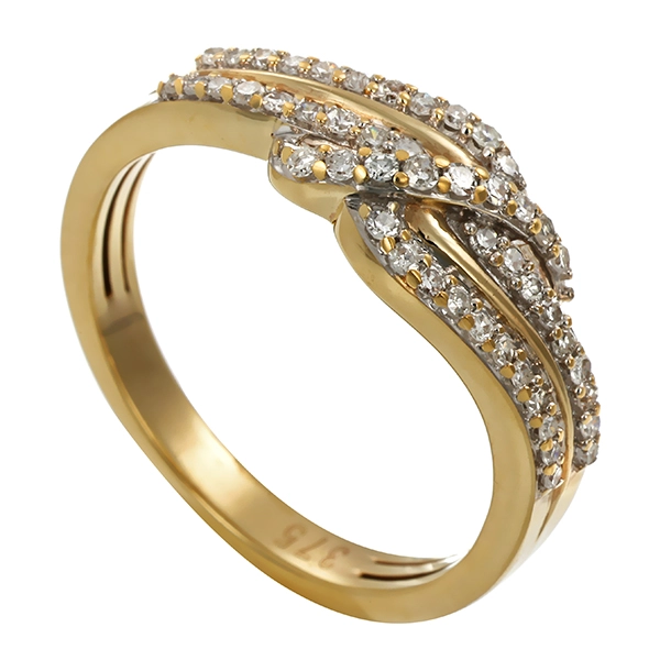 Diamantring, 9K, Gelb-/Weißgold, Diamanten