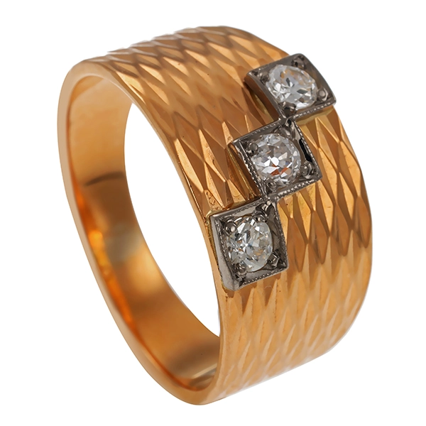 Diamantring, 18K, Gelb-/Weißgold, Diamanten