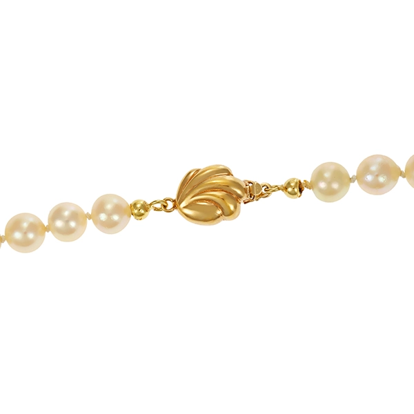 Perlenkette, 14K, Gelbgold