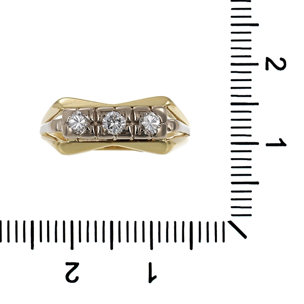 Ring, 14K, Gelb-/Weißgold, Brillanten