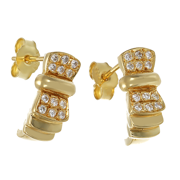 Steckcreolen, 14K, Gelbgold, Brillanten