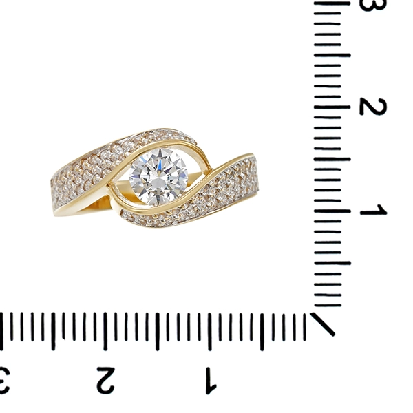 Ring, 9K, Gelbgold, Zirkonia