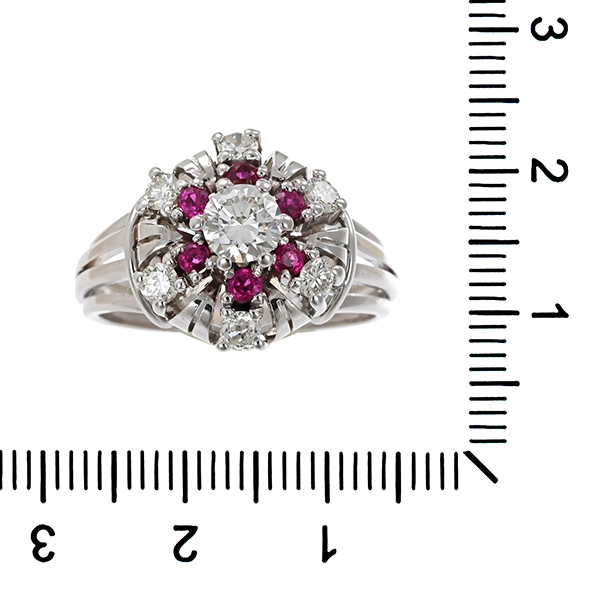 Ring, 14K, Weißgold, Brillant, Rubin