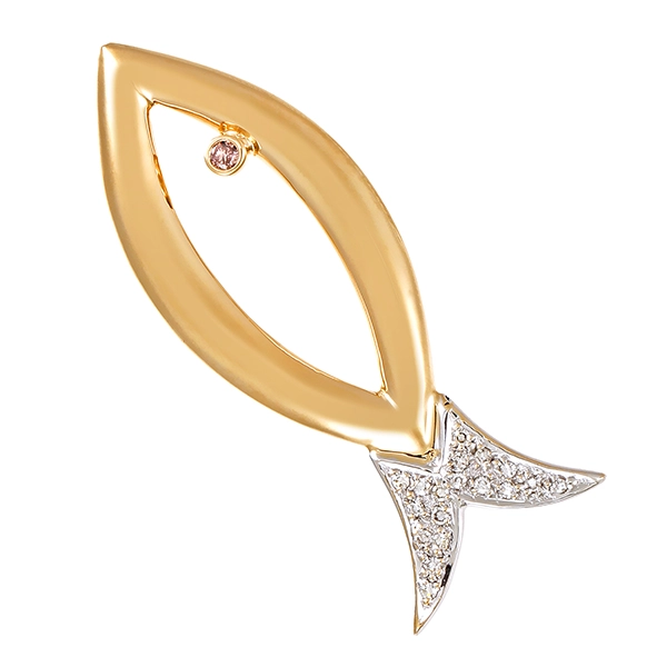 Anhänger, 14K, Gelb-/Weißgold, Diamanten, Brillant