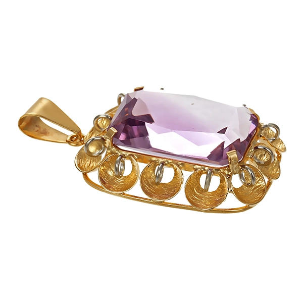 Anhänger, 14K, Gelb-/Weißgold, Amethyst