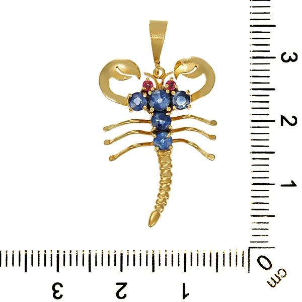 Anhänger, 14K, Gelbgold, Rubin, Saphir