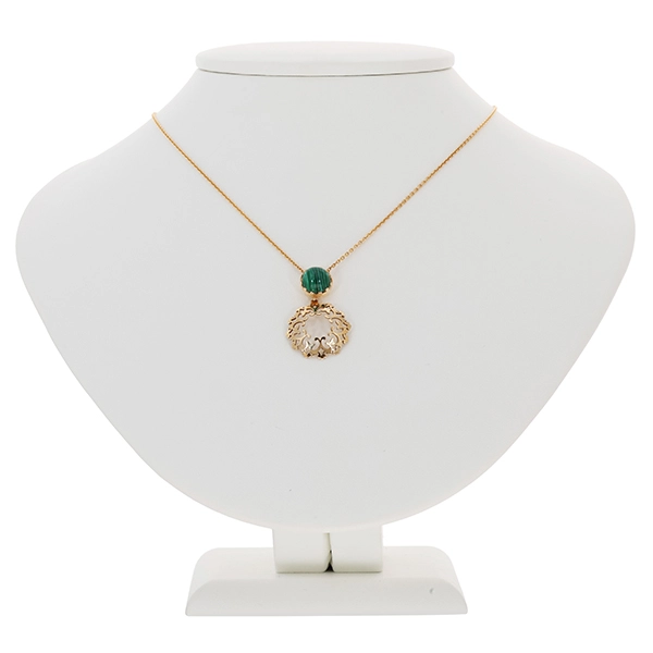 Collier, 18K, Gelbgold, Malachit