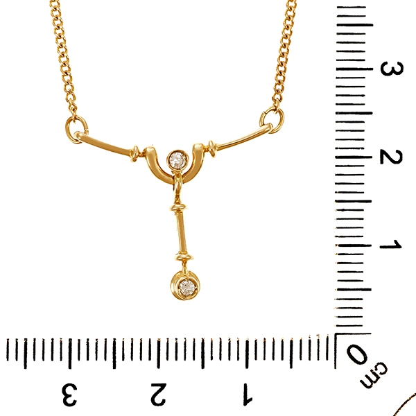 Collier, 8K, Gelbgold, Diamanten