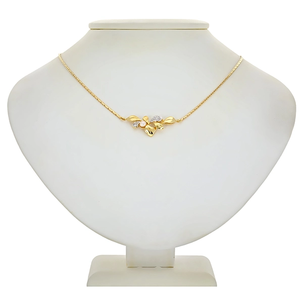 Collier, 8K, Gelbgold, Perle, Zirkonia