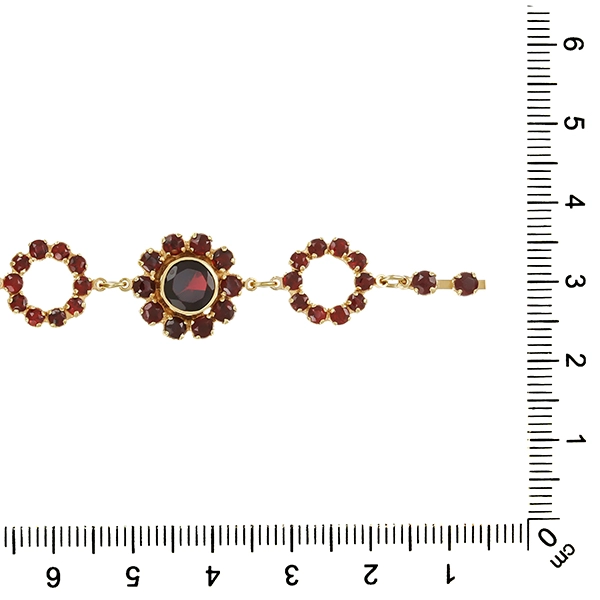Armband, 8K, Gelbgold, Granat