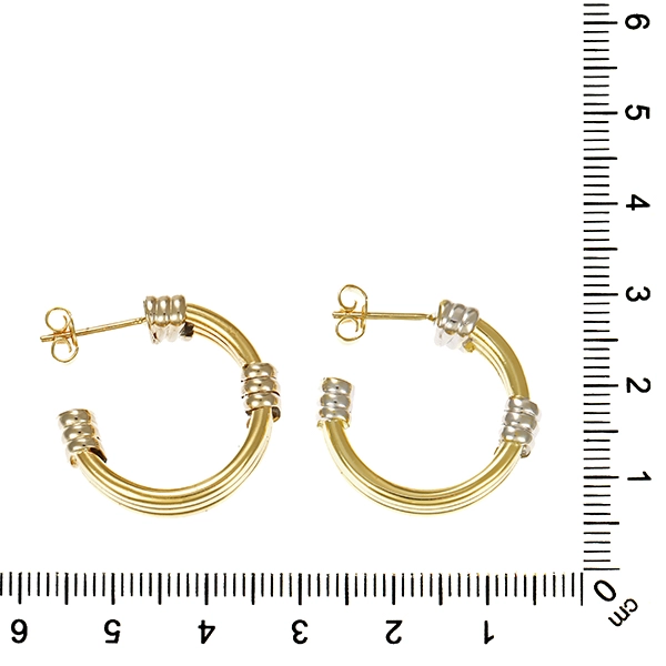 Steckcreolen, 14K, Gelb-/Weißgold