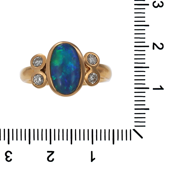Ring, 18K, Gelbgold, Brillant, Opal