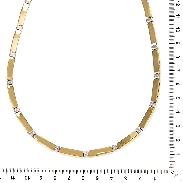 Collier, 14K, Gelb-/Weißgold, Brillanten