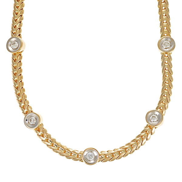 Collier, 14K, Gelb-/Weißgold, Brillanten