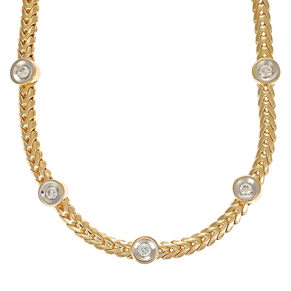 Collier, 14K, Gelb-/Weißgold, Brillanten