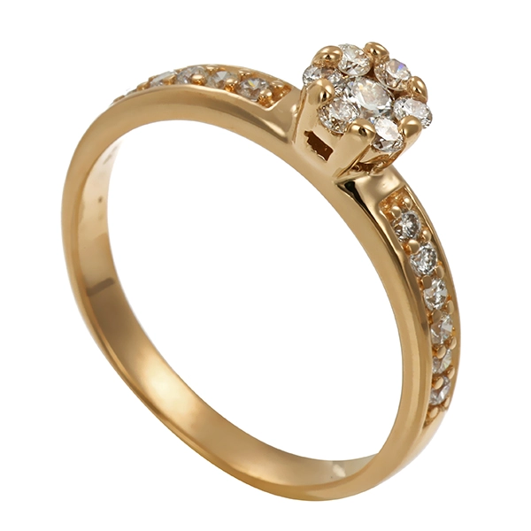 Diamantring, 14K, Gelbgold, Brillanten