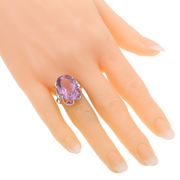 Ring, 14K, Weißgold, Amethyst