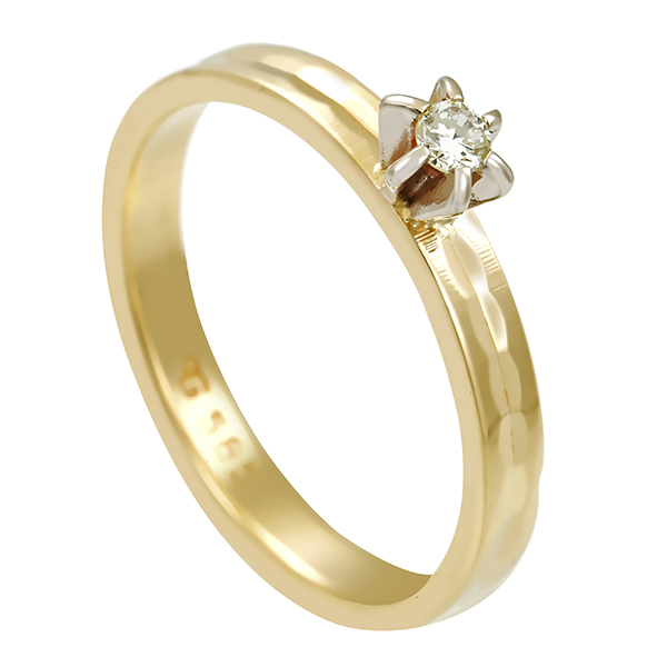 Diamantring, 14K, Gelb-/Weißgold, Brillant