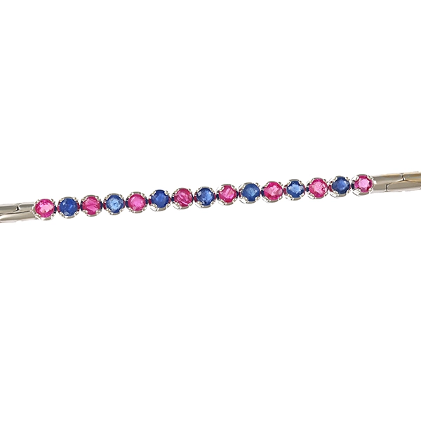 Armband, 18K, Weißgold, Rubine, Saphire
