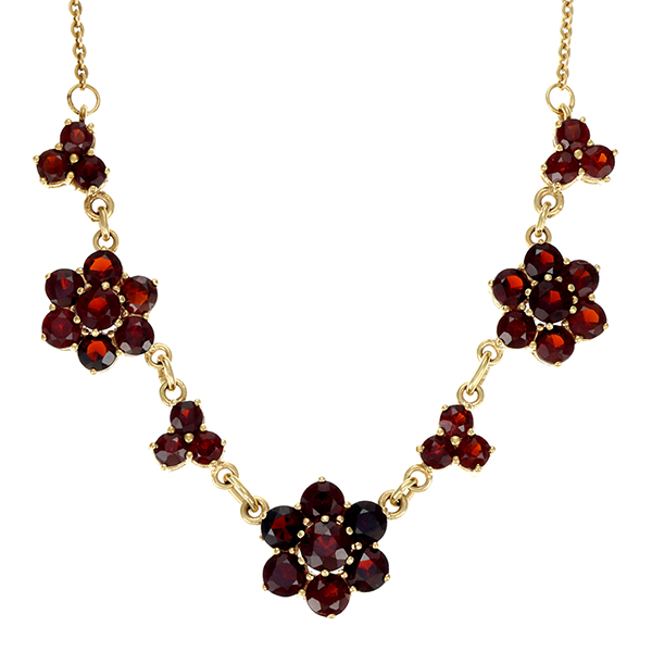 Collier, 8K, Gelbgold, Granat