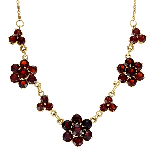 Collier, 8K, Gelbgold, Granat