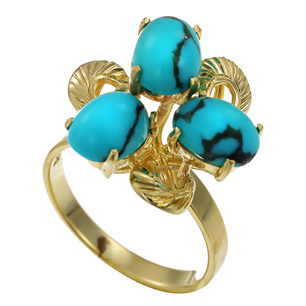 Ring, 14K, Gelbgold, Howlith