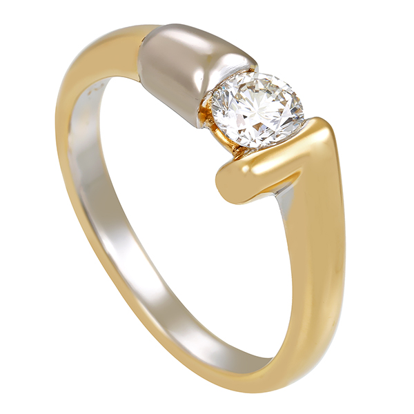 Diamantring, 18K, Gelb-/Weißgold, Brillant 0,41 ct