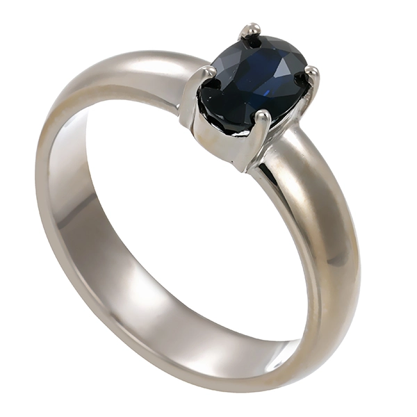 Ring, 18K, Weißgold, Saphir