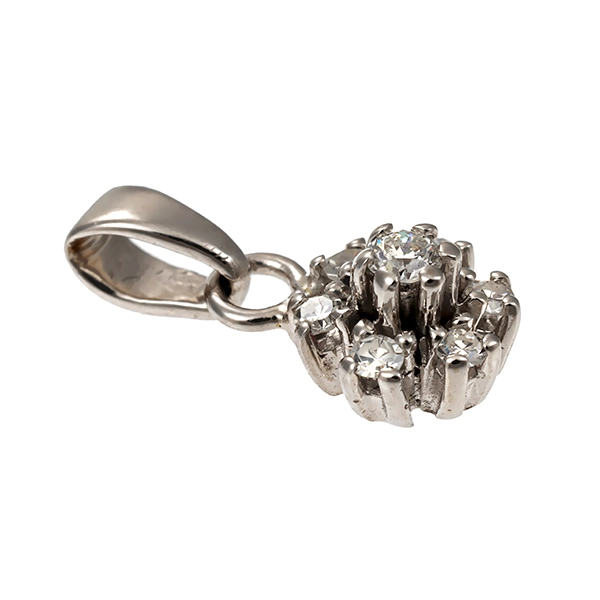 Anhänger, 14K, Weißgold, Brillant, Diamanten