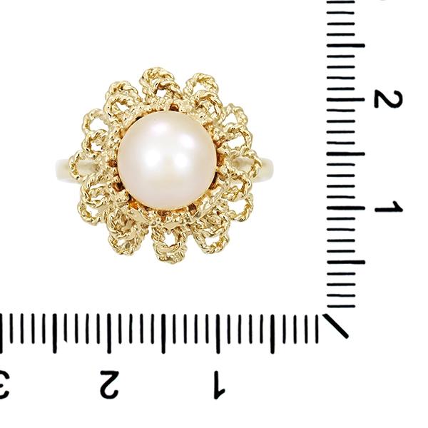 Ring, 14K, Gelbgold, Perle