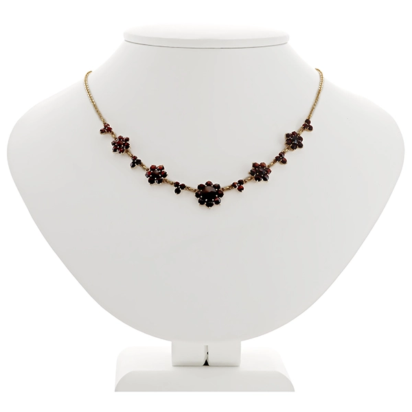 Collier, 8K, Gelbgold, Granat