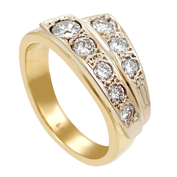 Diamantring, 14K, Gelb-/Weißgold, Diamant, Brillanten