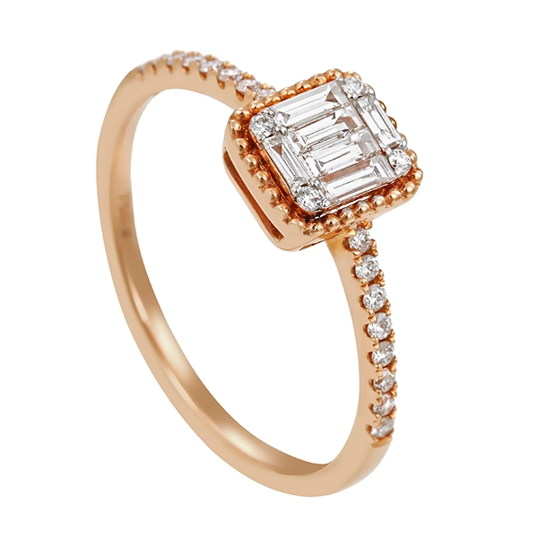 Diamantring, 18K, Rotgold, Brillanten, Diamanten