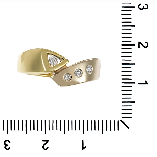 Ring, 14K, Gelb-/Weißgold, Brillanten