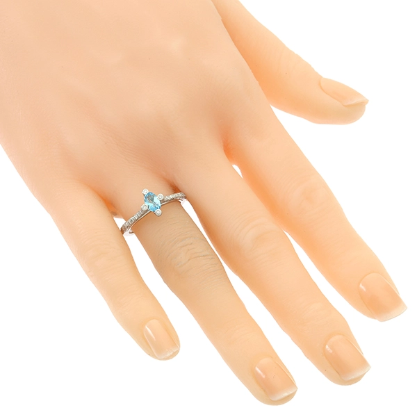 Ring, 18k, Weißgold, Topas, Brillanten