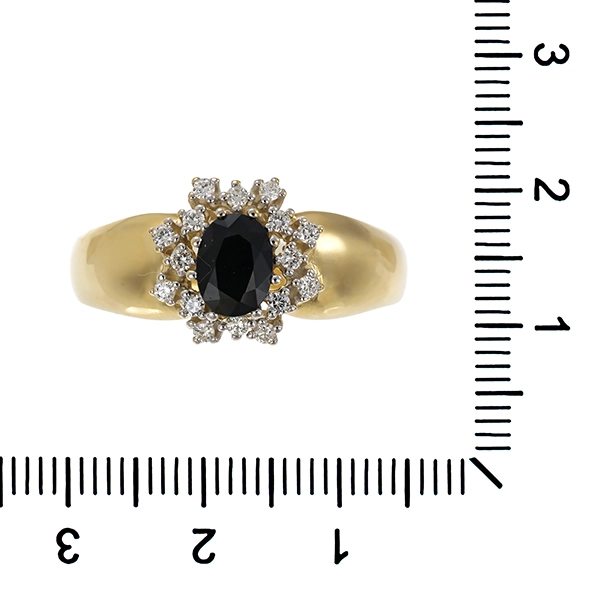 Ring, 14K, Gelb-/Weißgold, Brillant, Saphir