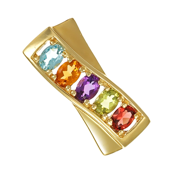 Anhänger, 14K, Gelbgold, diverse Edelsteine