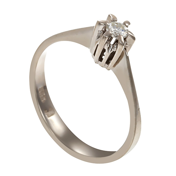 Diamantring, 14K, Weißgold, Brillant 0,10 ct