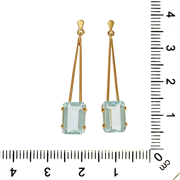 Ohrringe, 14K, Gelbgold, Aquamarin