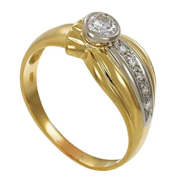 Diamantring, 18K, Gelb-/Weißgold, Brillanten 0,40 ct