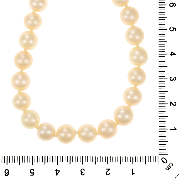 Perlenkette, 18K, Gelb-/Weißgold, Brillanten