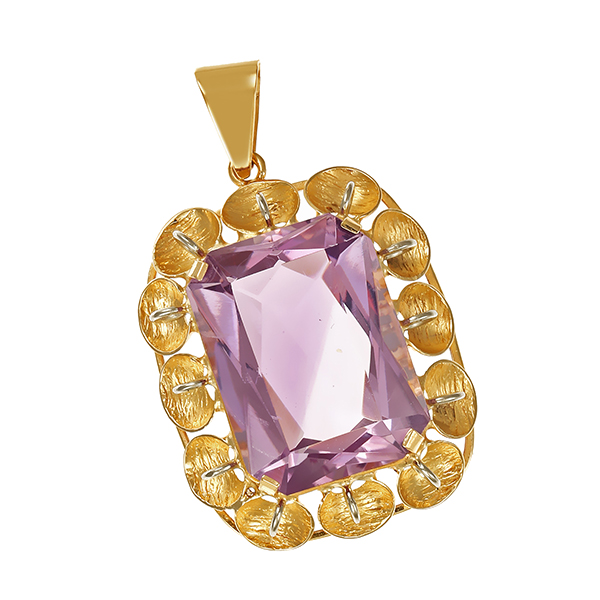 Anhänger, 14K, Gelb-/Weißgold, Amethyst